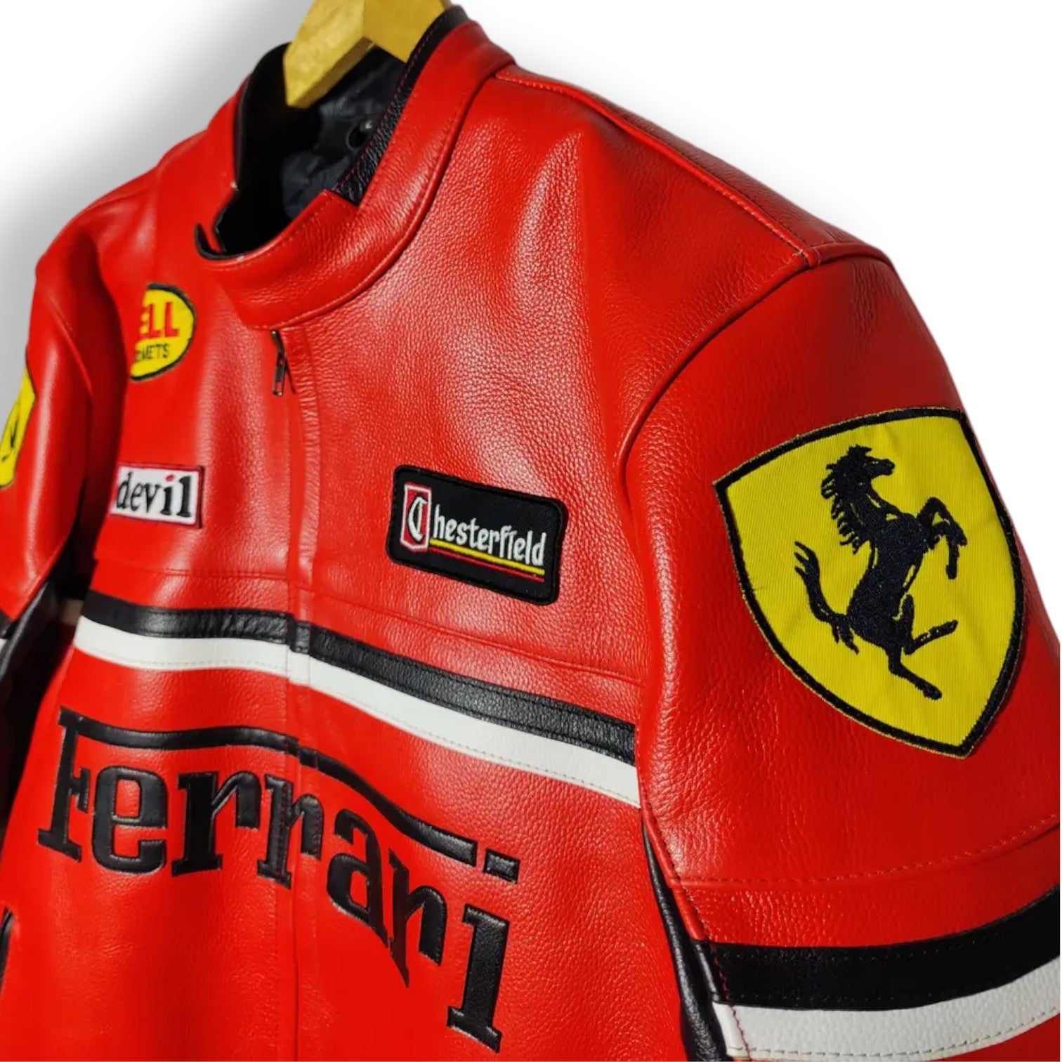 Men's Ferrari Red Leather Jacket – Premium Cowhide Motorsport Bold Iconic Style