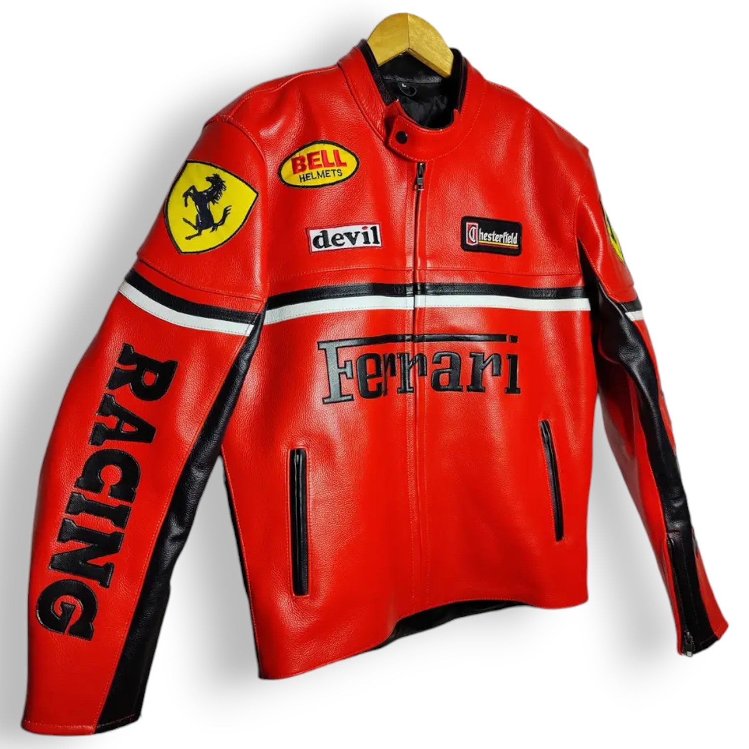 Men's Ferrari Red Leather Jacket – Premium Cowhide Motorsport Bold Iconic Style
