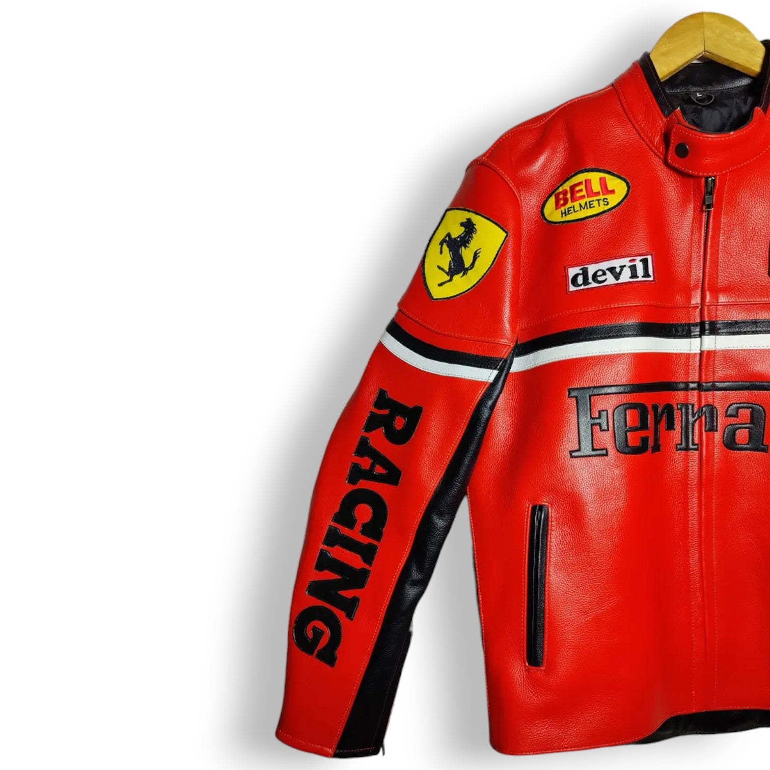 Men's Ferrari Red Leather Jacket – Premium Cowhide Motorsport Bold Iconic Style