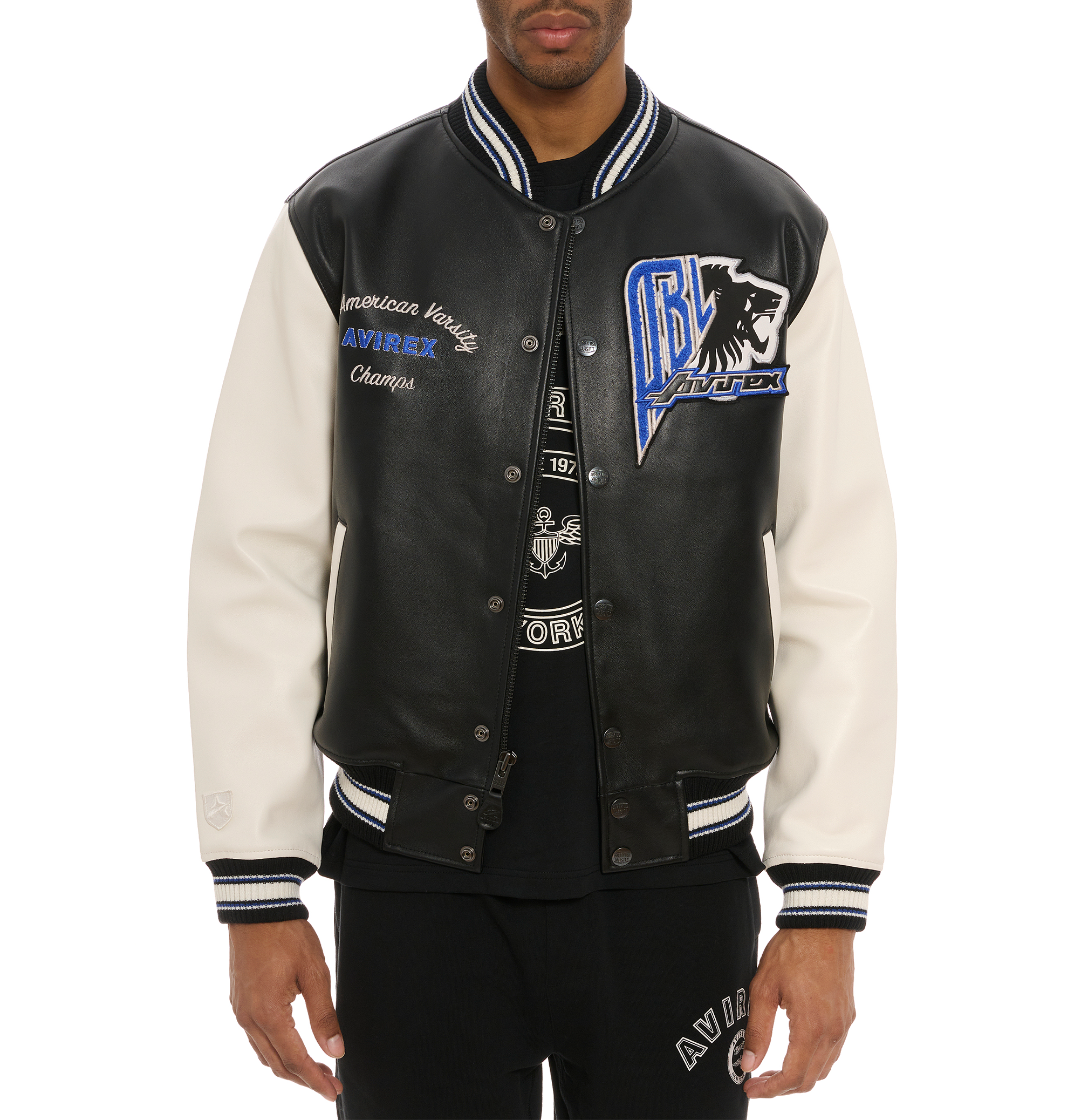 Avirex Black Lions Varsity Leather Jacket