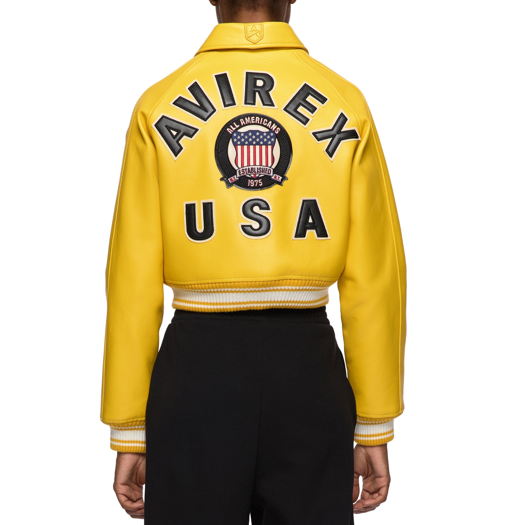 Avirex Cropped Icon Leather Bomber Jacket (Women's)