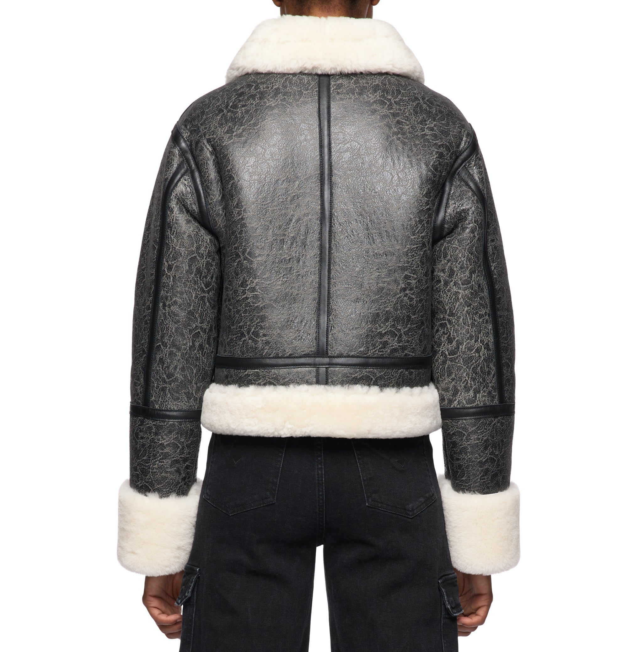 Avirex Cropped Shearling Leather Aviator Jacket (Women's)