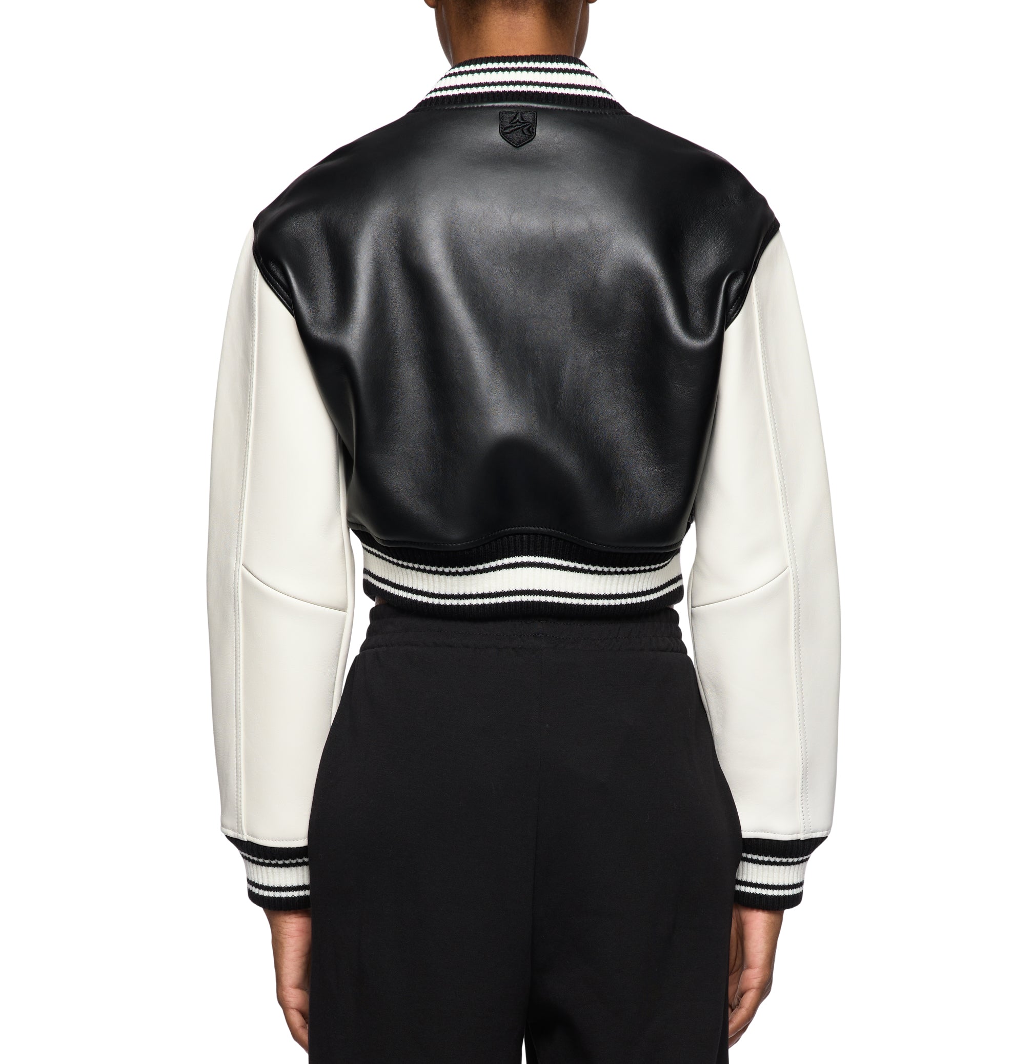 Avirex Cropped Script Leather Varsity Jacket (Women's)