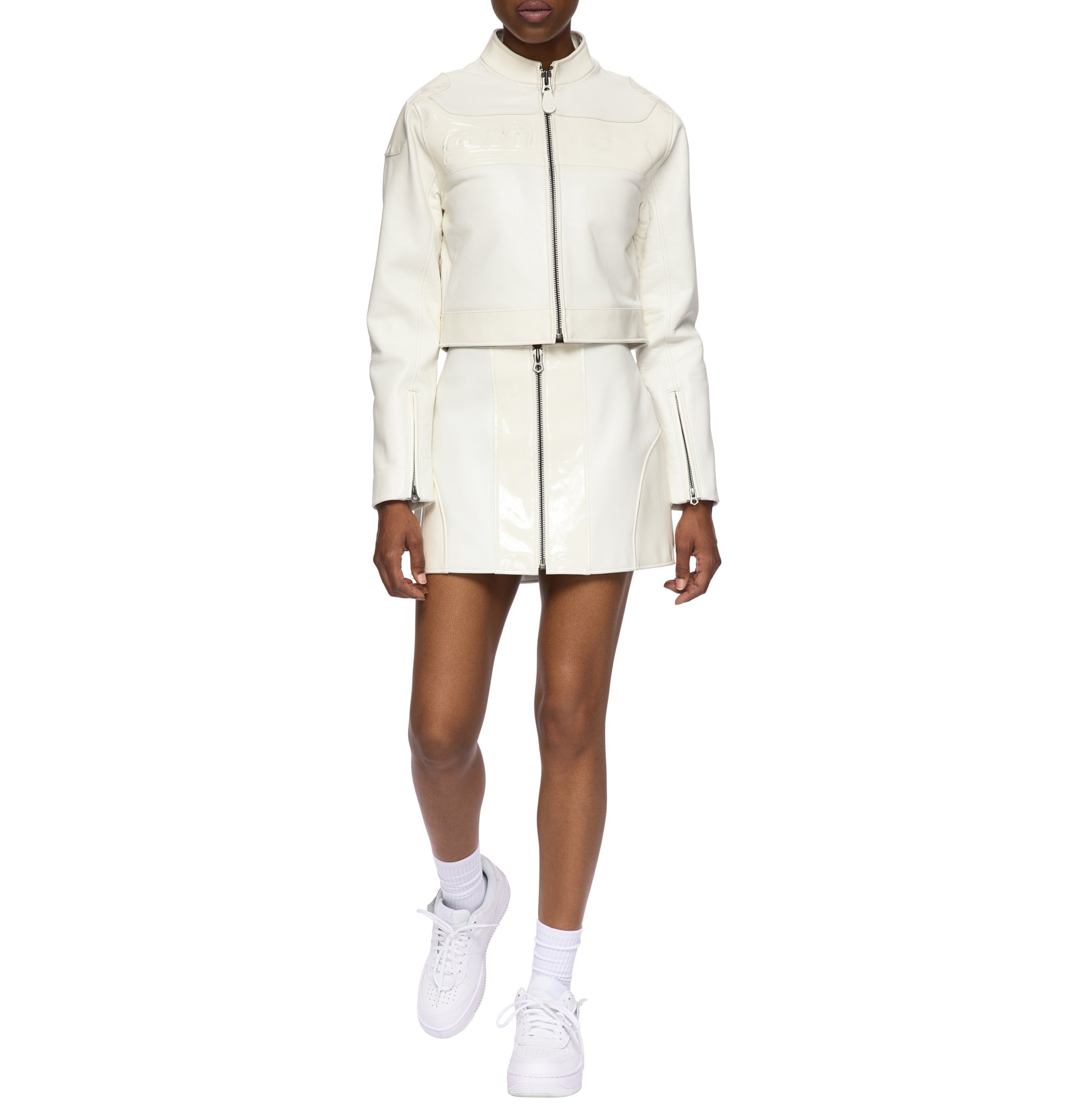 Avirex Cropped Patent Leather Moto Jacket (Women's)