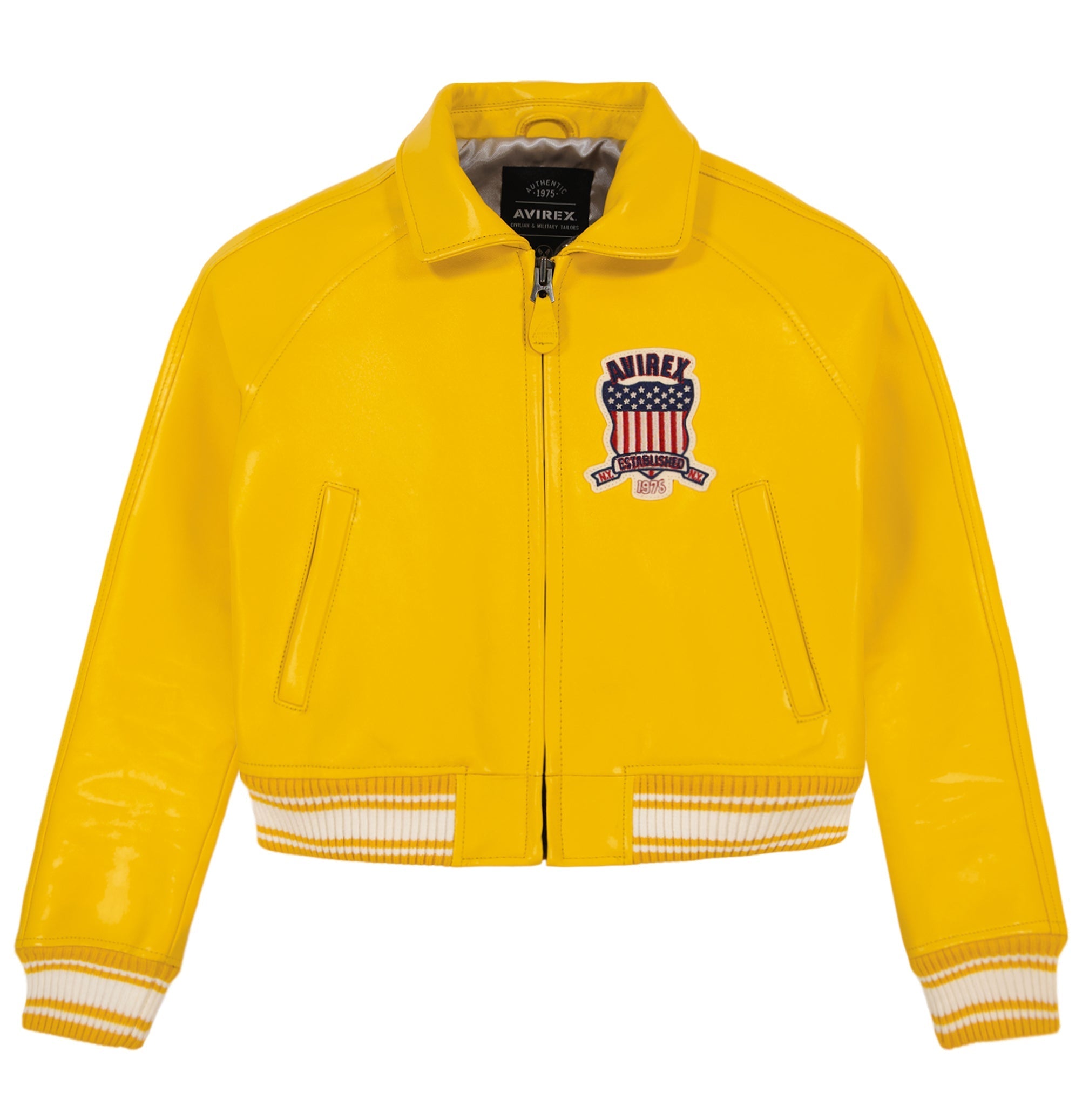 Avirex Cropped Icon Leather Bomber Jacket (Women's)