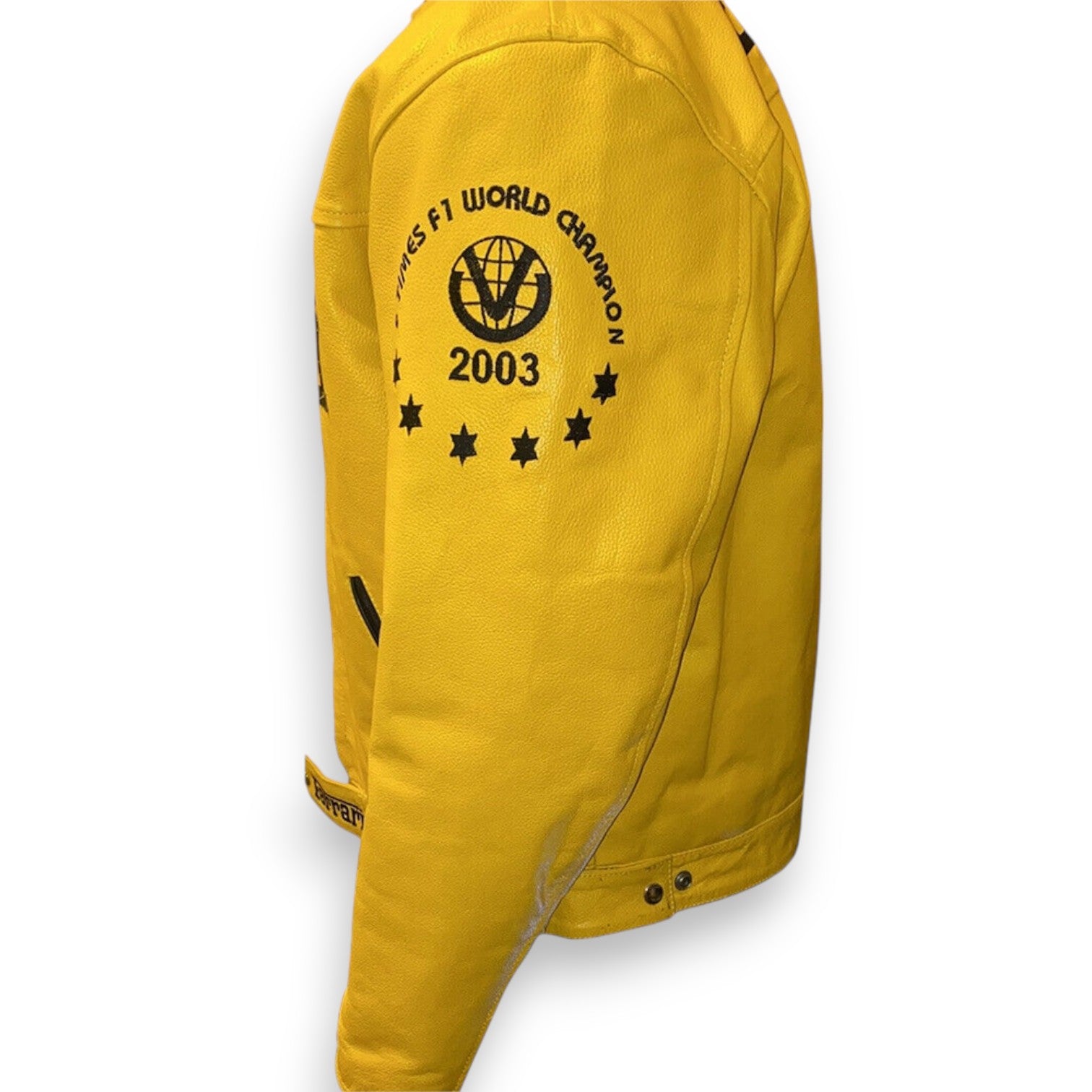 Men's Vintage Ferrari Yellow Leather Racing Jacket – Real Cowhide Moto F1 Style