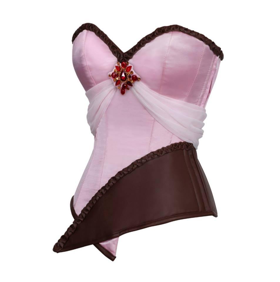 Adrion Pink Satin & Faux Leather Braided Corset | Full Grain Apparel