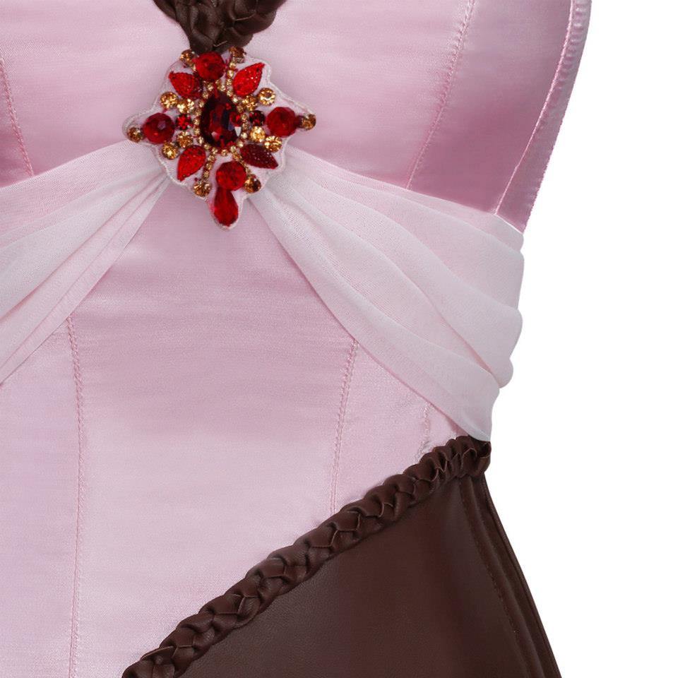 Adrion Pink Satin & Faux Leather Braided Corset | Full Grain Apparel