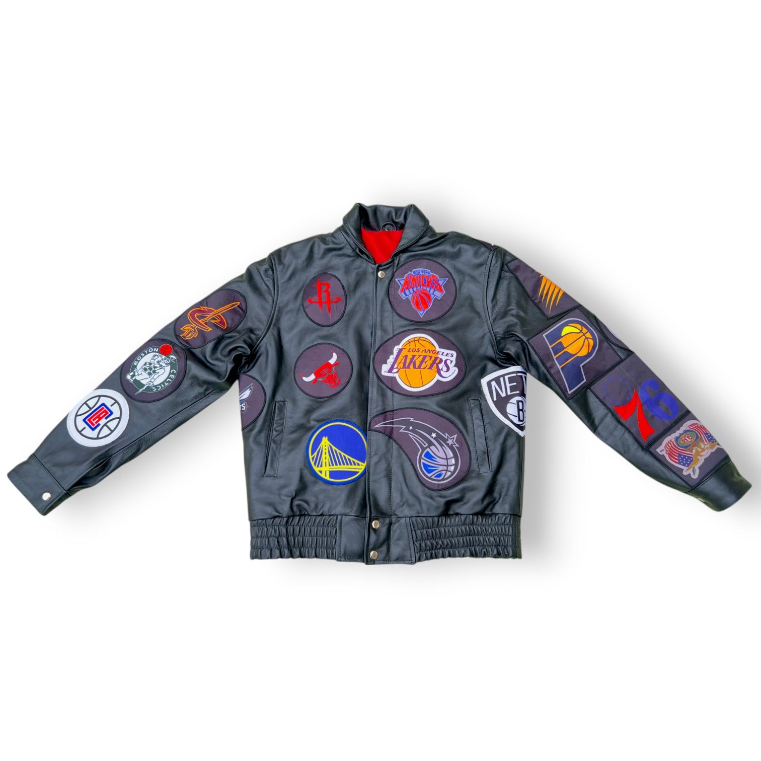 JEFF HAMILTON NBA COLLAGE VEGAN LEATHER JACKET