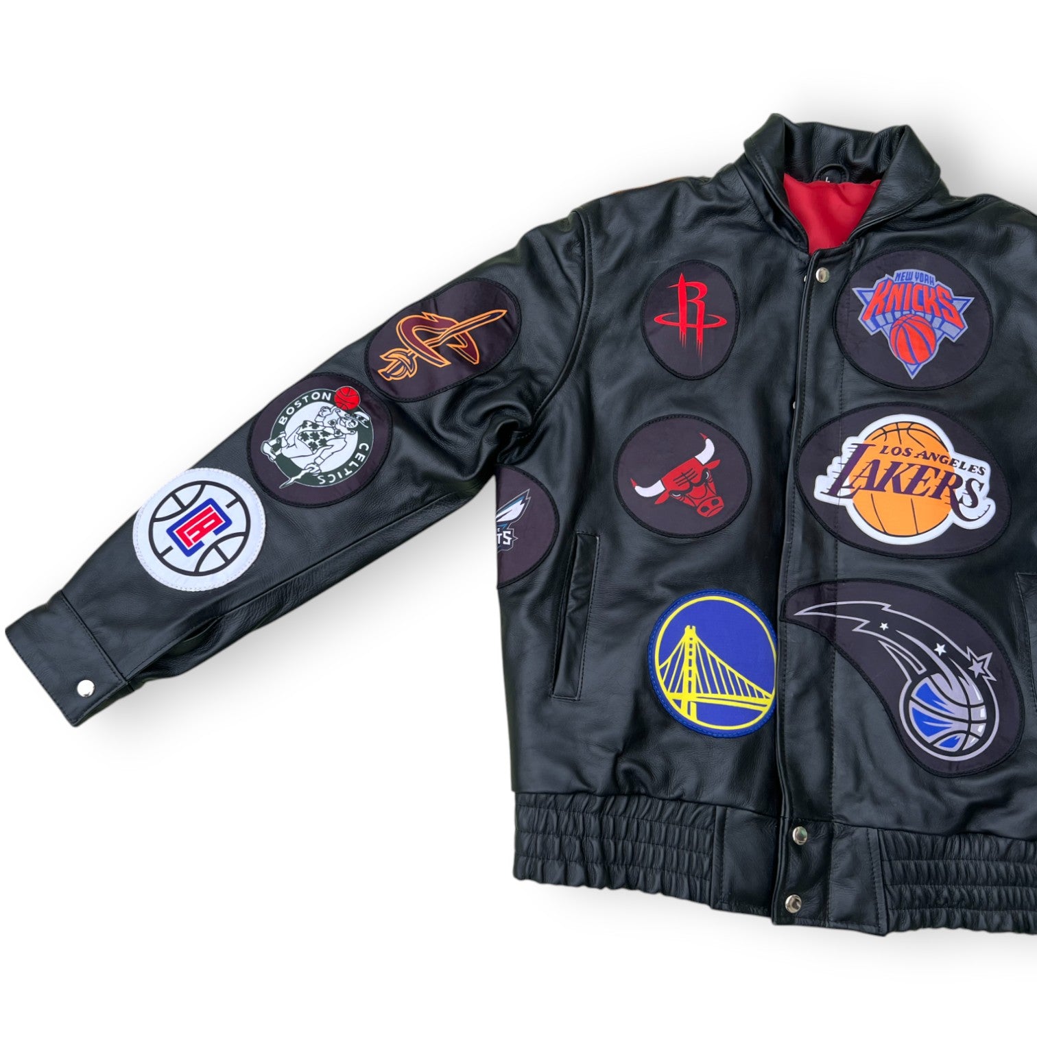 JEFF HAMILTON NBA COLLAGE VEGAN LEATHER JACKET