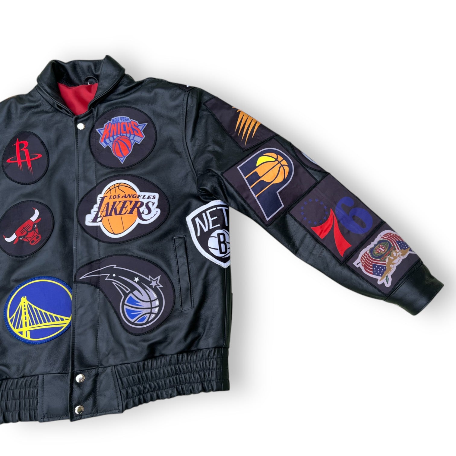 JEFF HAMILTON NBA COLLAGE VEGAN LEATHER JACKET