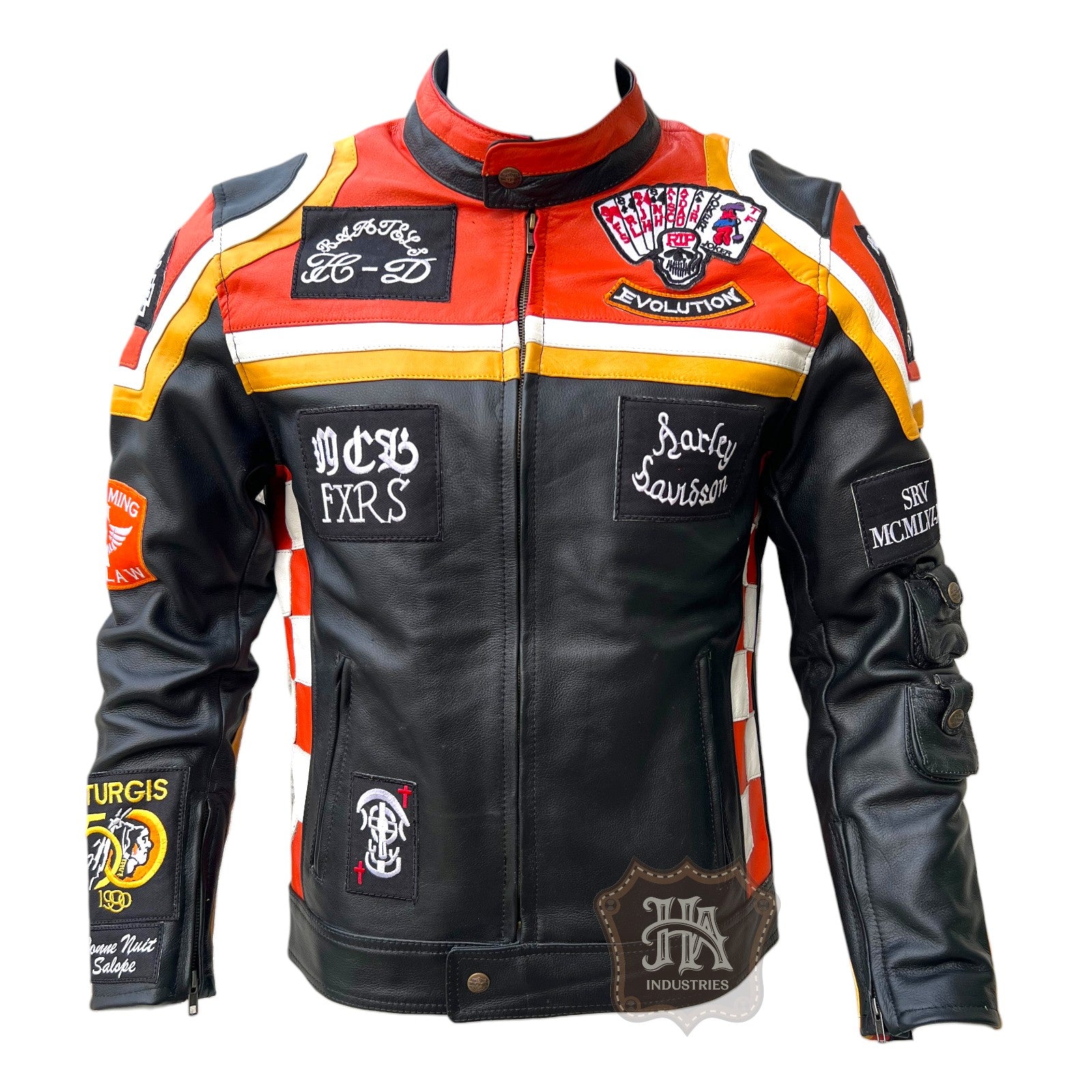 HDMM Mickey Rourke Marlboro Man Vintage Biker Cowhide Leather Motorcycle Jacket.