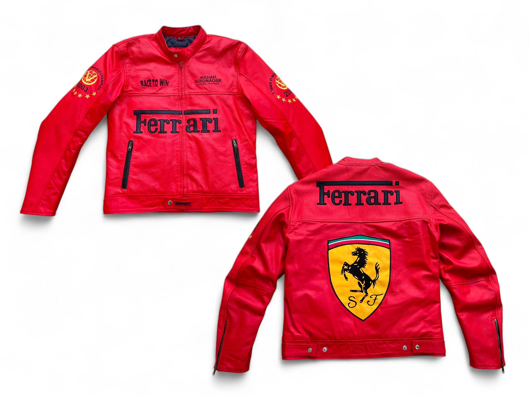 Men's Ferrari Vintage F1 Style Racing Moto Genuine Cowhide Leather Jackets