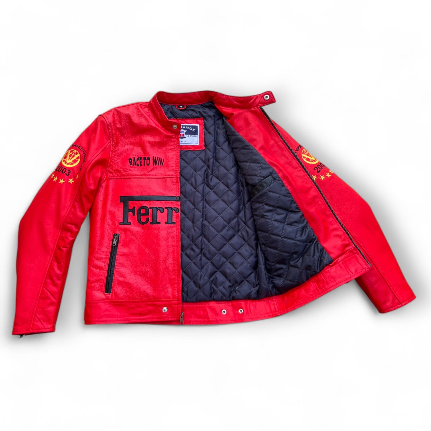 Men's Ferrari Vintage F1 Style Racing Moto Genuine Cowhide Leather Jackets