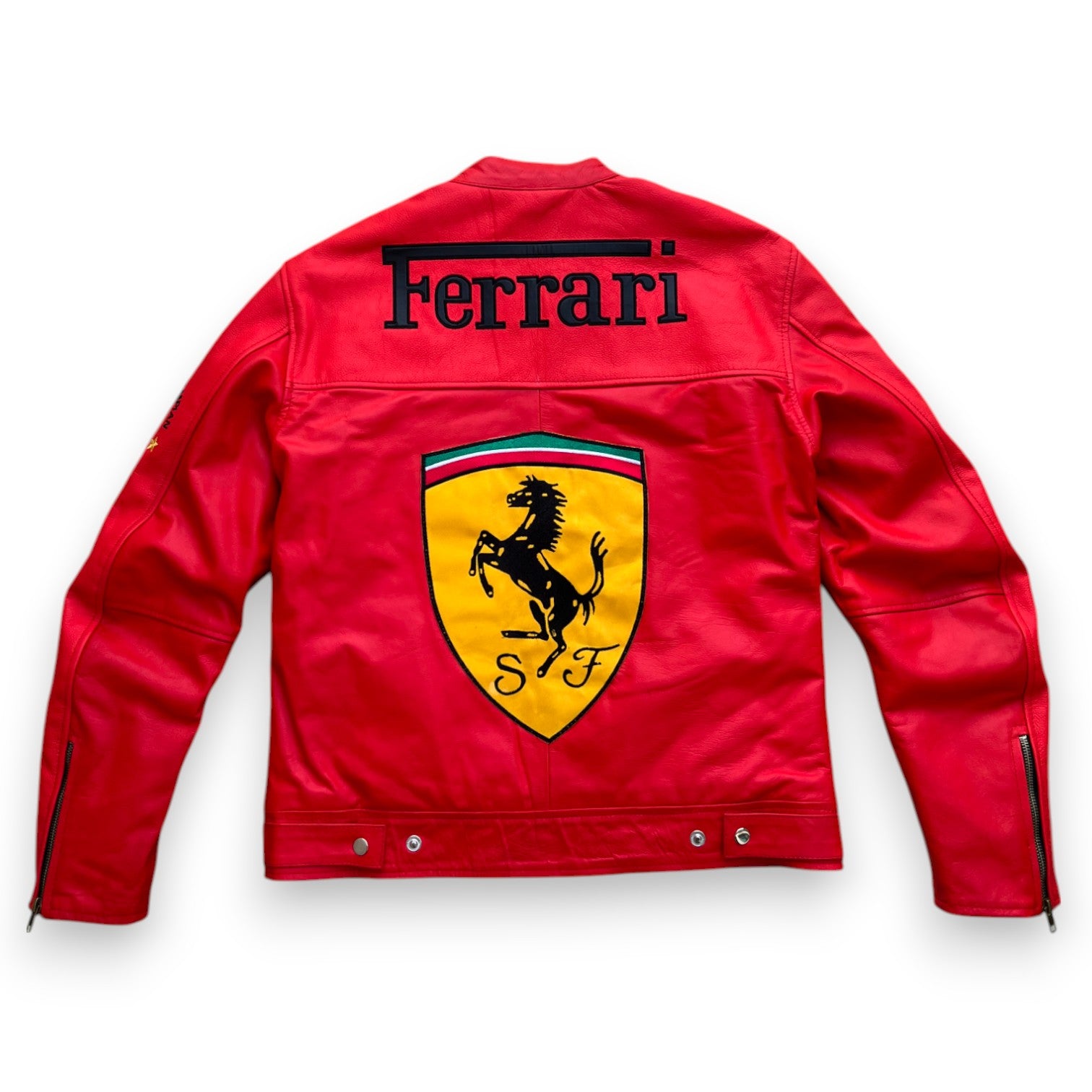 Men's Ferrari Vintage F1 Style Racing Moto Genuine Cowhide Leather Jackets