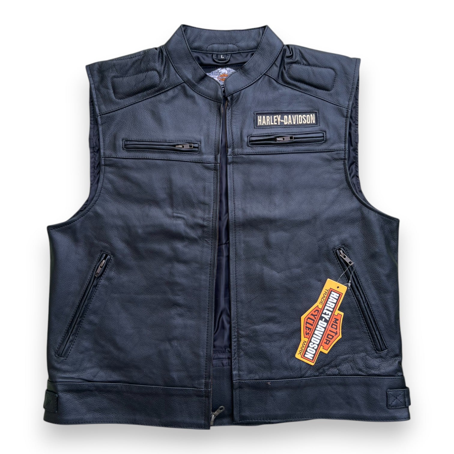 Harley Davidson Men’s Passing Link Biker Motorcycle Genuine Leather Vest HD