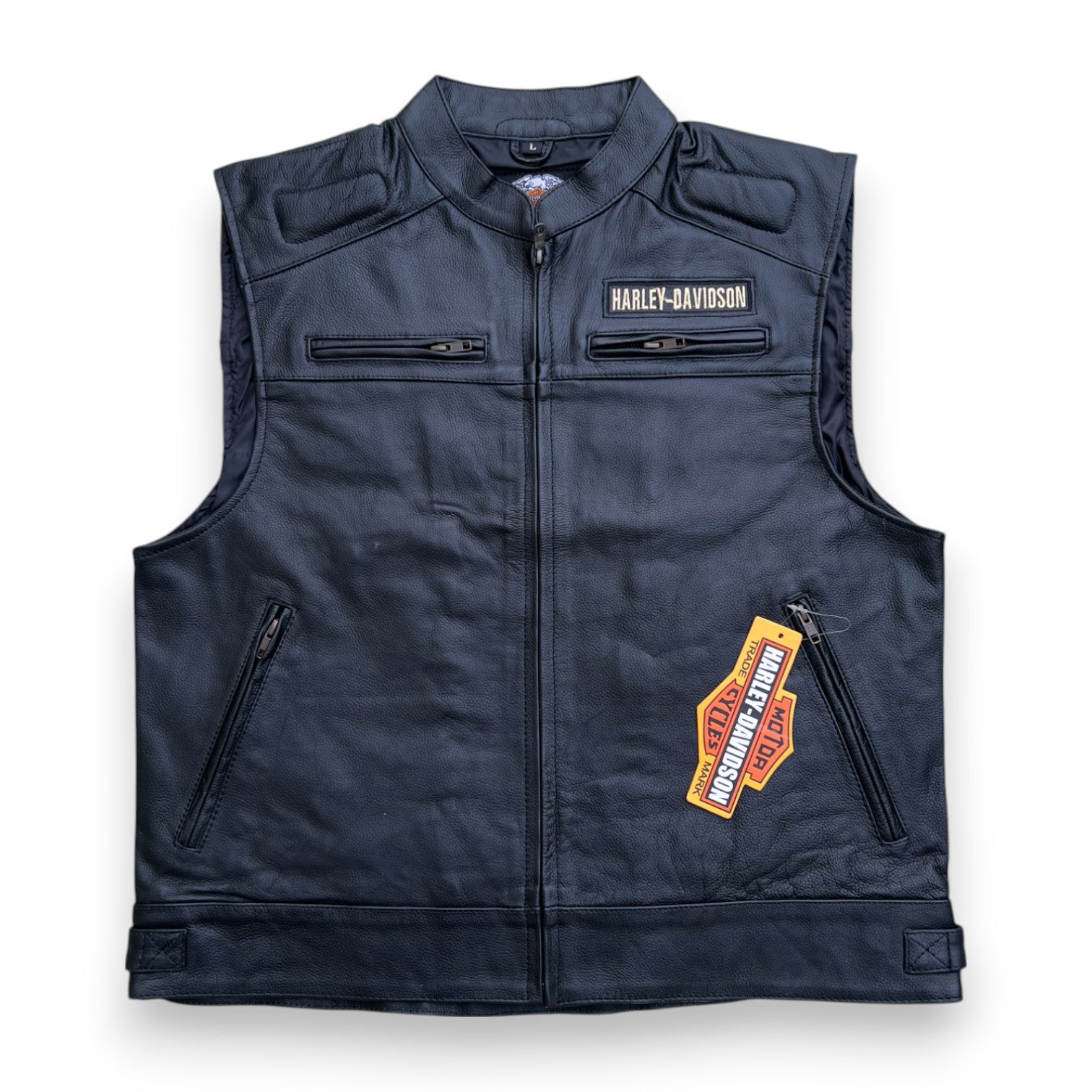 Harley Davidson Men’s Passing Link Biker Motorcycle Genuine Leather Vest HD