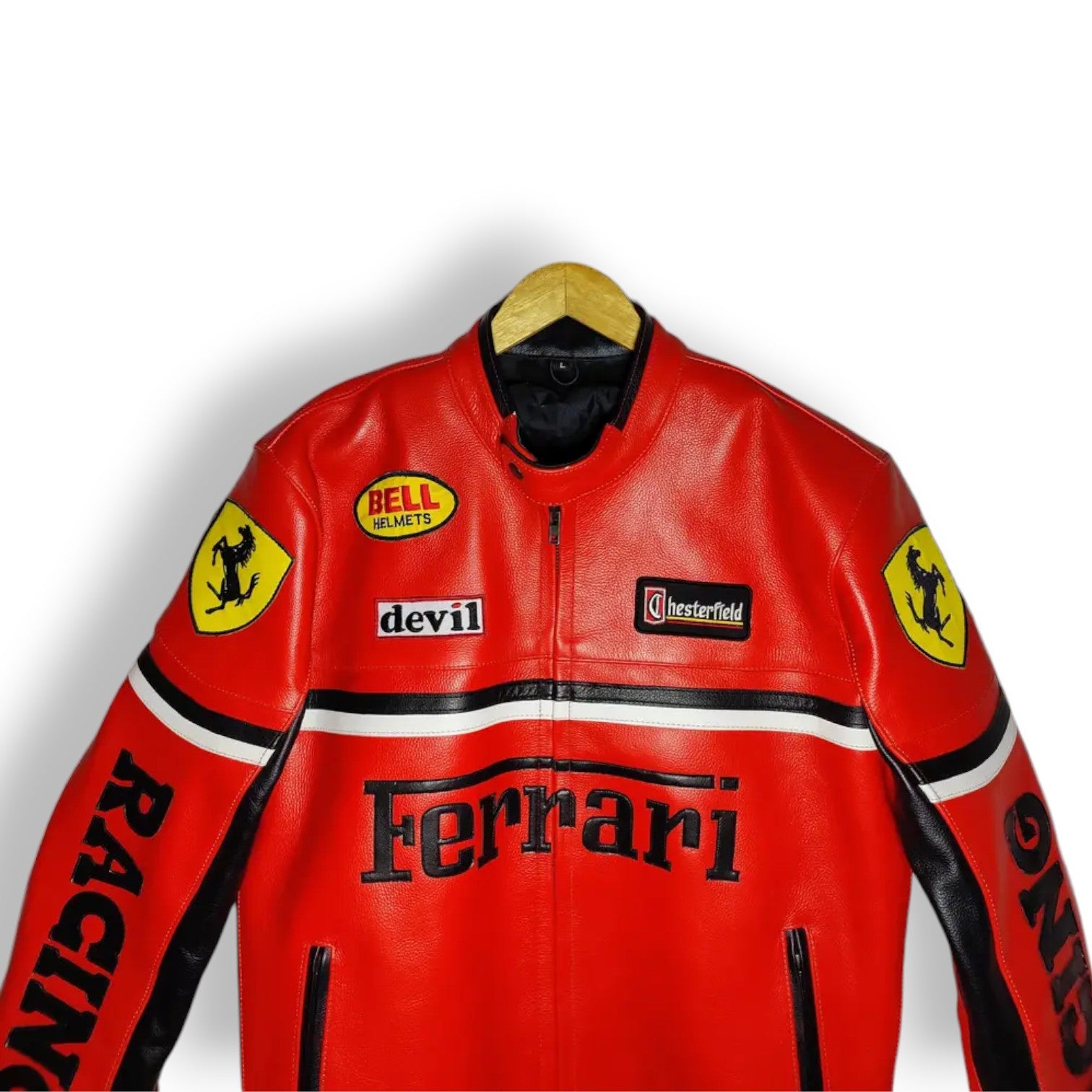 Men's Ferrari Red Leather Jacket – Premium Cowhide Motorsport Bold Iconic Style