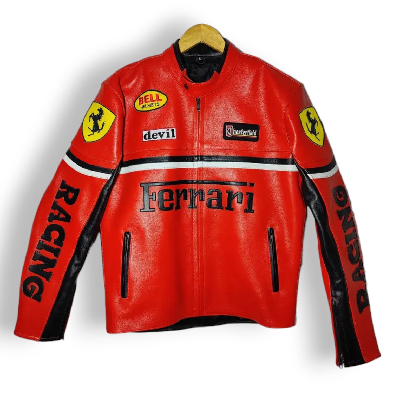 Men's Ferrari Red Leather Jacket – Premium Cowhide Motorsport Bold Iconic Style