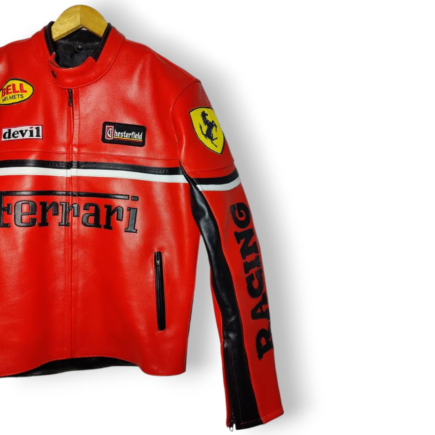 Men's Ferrari Red Leather Jacket – Premium Cowhide Motorsport Bold Iconic Style