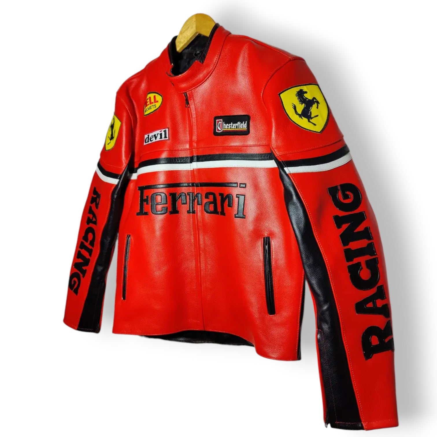Men's Ferrari Red Leather Jacket – Premium Cowhide Motorsport Bold Iconic Style
