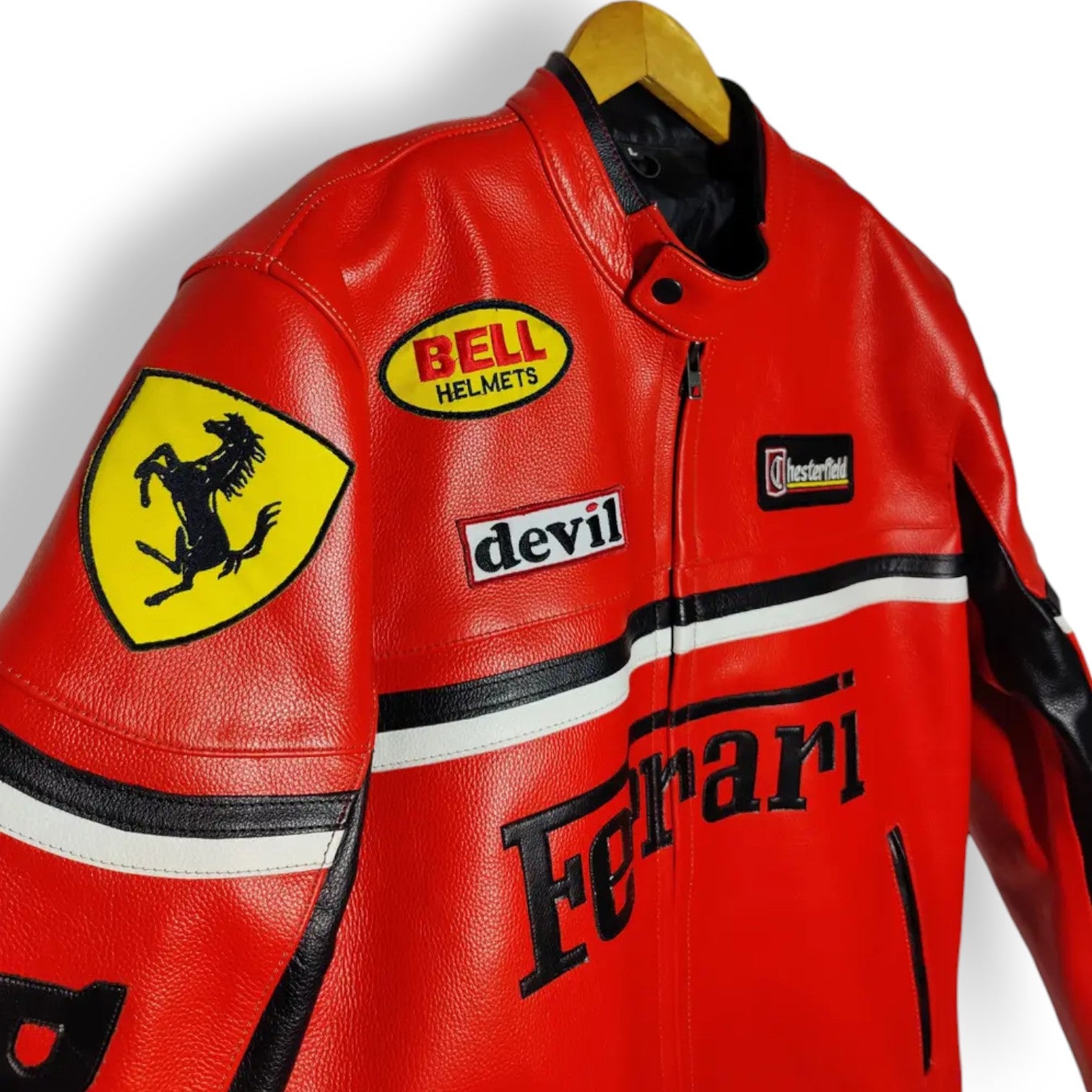 Men's Ferrari Red Leather Jacket – Premium Cowhide Motorsport Bold Iconic Style