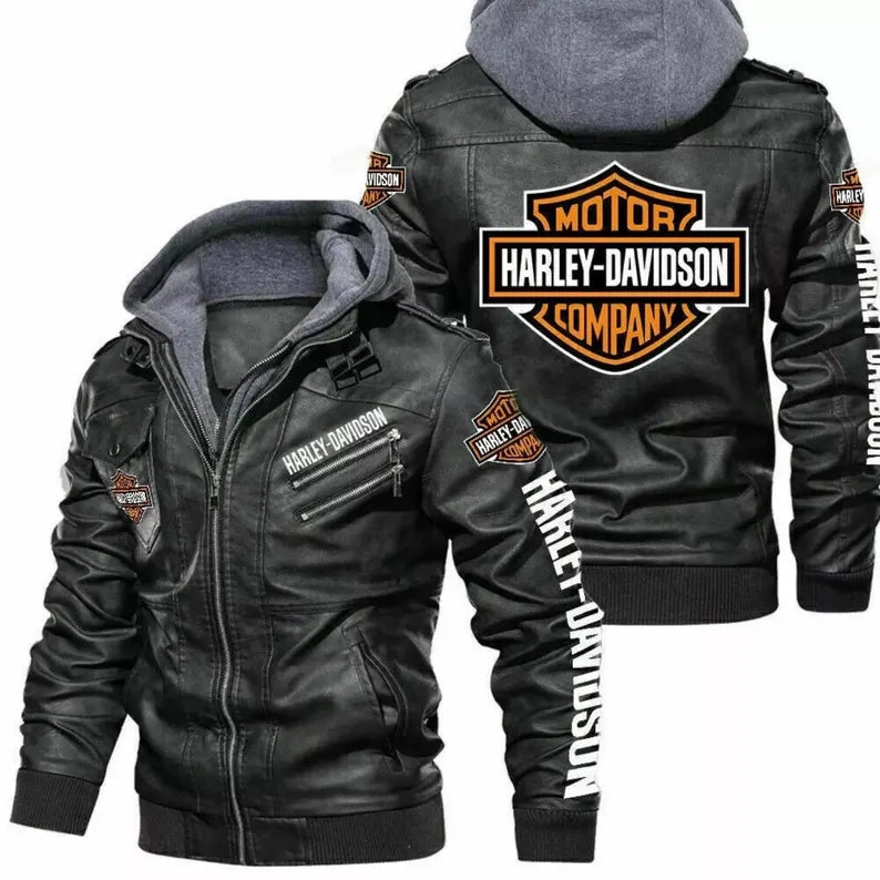 Harley-Davidson Men’s Hooded Black Motorcycle Jacket – Classic Biker Style