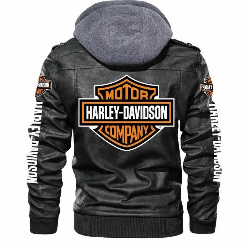 Harley-Davidson Men’s Hooded Black Motorcycle Jacket – Classic Biker Style