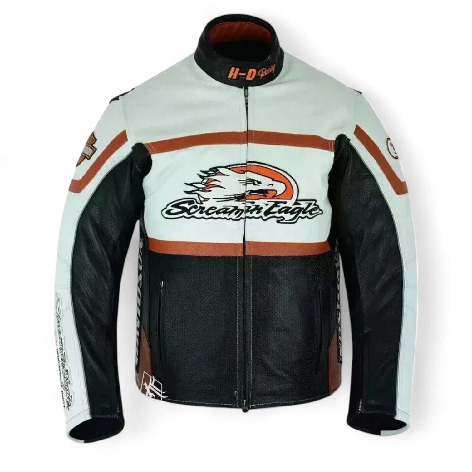 Harley-Davidson Men’s Raceway Screamin’ Eagle Leather Jacket – Heat-Deflecting Cowhide with Ventilation