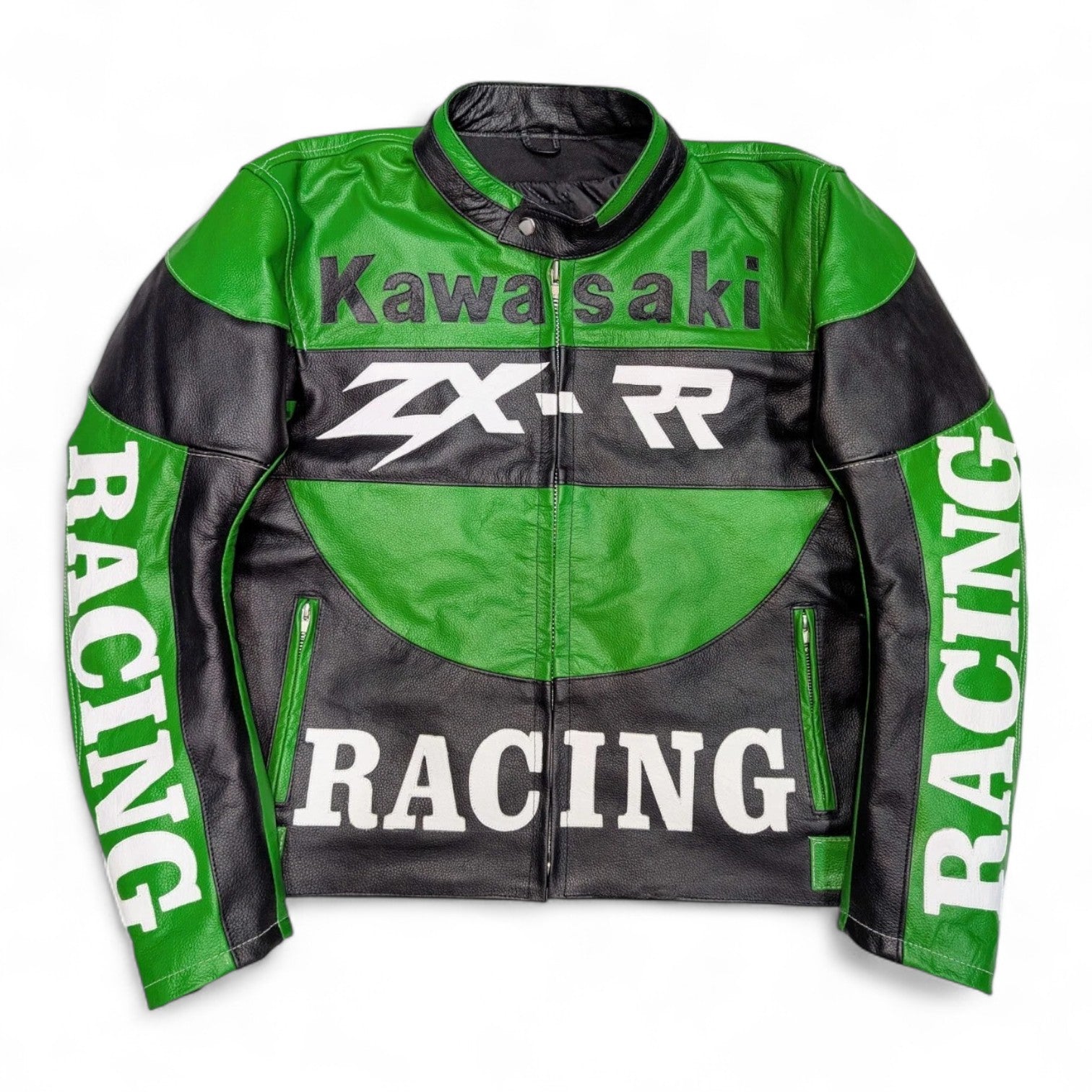 Kawasaki ZX Green Motorcycle Leather Jacket – CE Armored Racing Gear