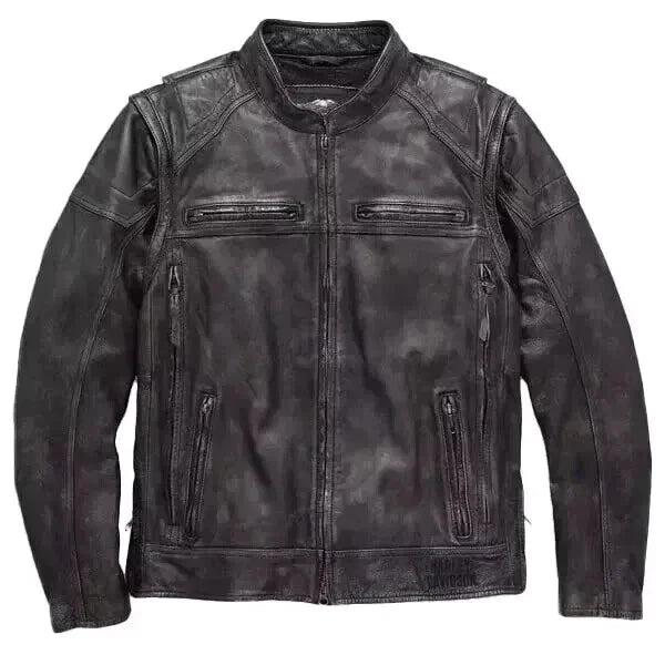 Men's Harley Davidson Dauntless Convertible 2-in-1 Real Cowhide Leather Jacket