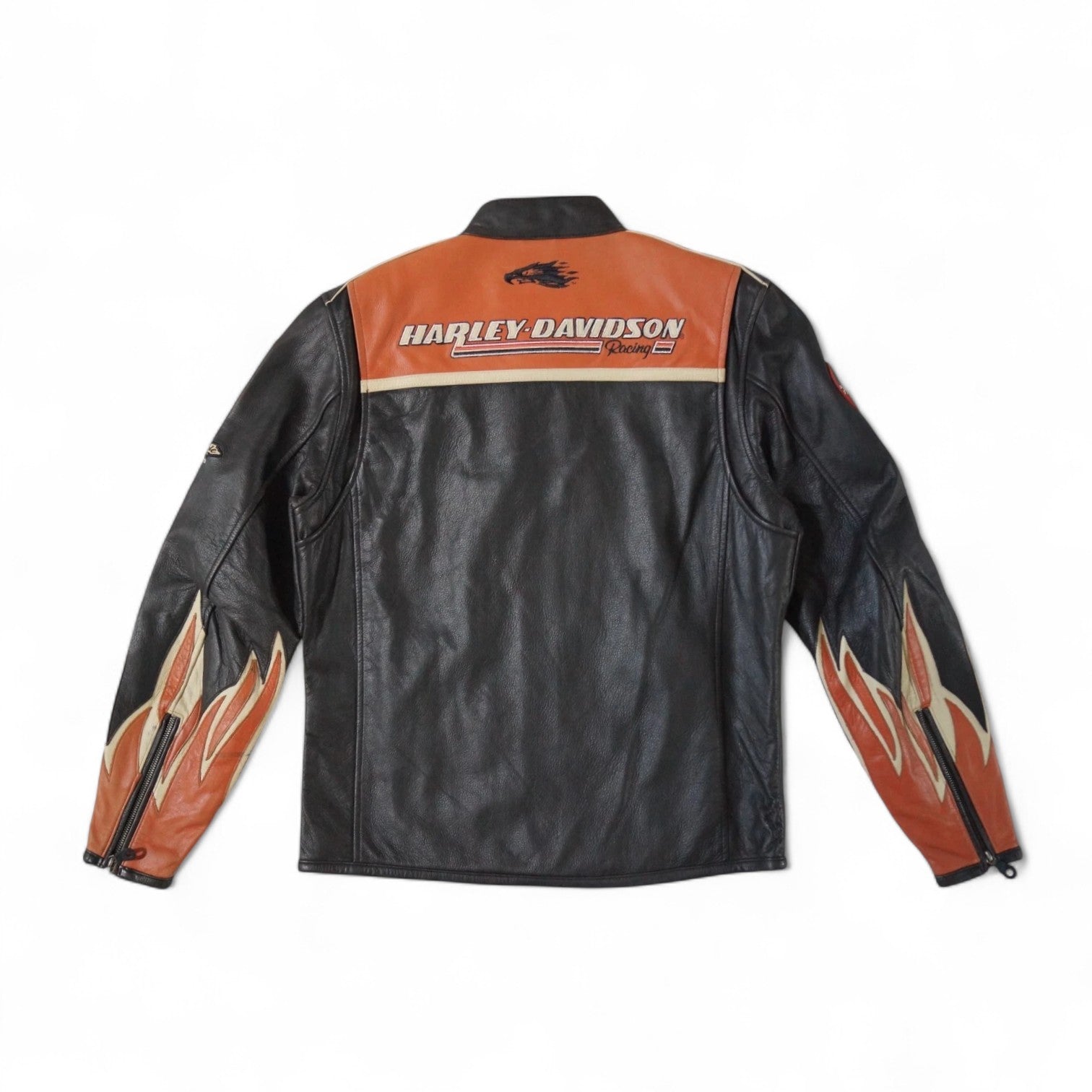 Harley-Davidson Orange Screamin’ Eagle Leather Jacket – 100% Real Cowhide with Triple Vent System