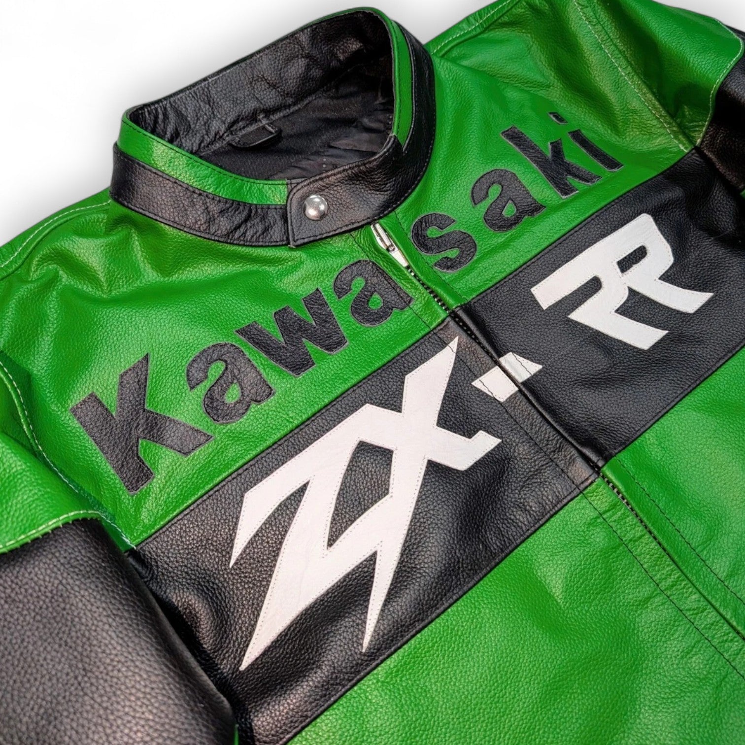 Kawasaki ZX Green Motorcycle Leather Jacket – CE Armored Racing Gear