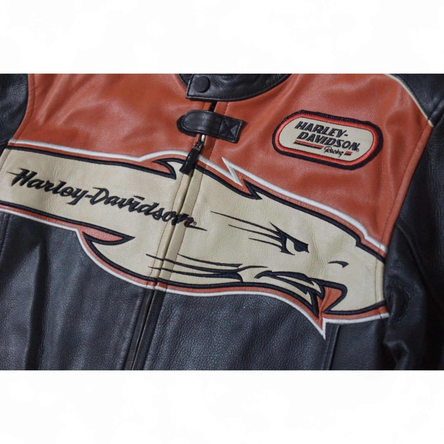 Harley-Davidson Orange Screamin’ Eagle Leather Jacket – 100% Real Cowhide with Triple Vent System