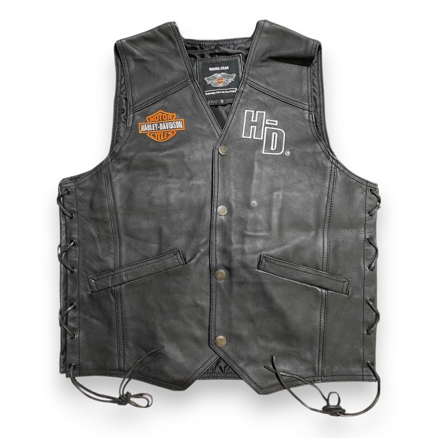 Harley-Davidson Men’s Biker Café Racer Motorcycle Leather Vest – 100% Genuine Cowhide