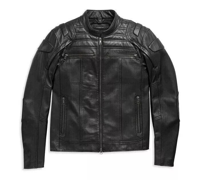 Harley-Davidson Men’s Black Auroral II 3-in-1 Leather Jacket – Convertible Cowhide with Removable Hoodie